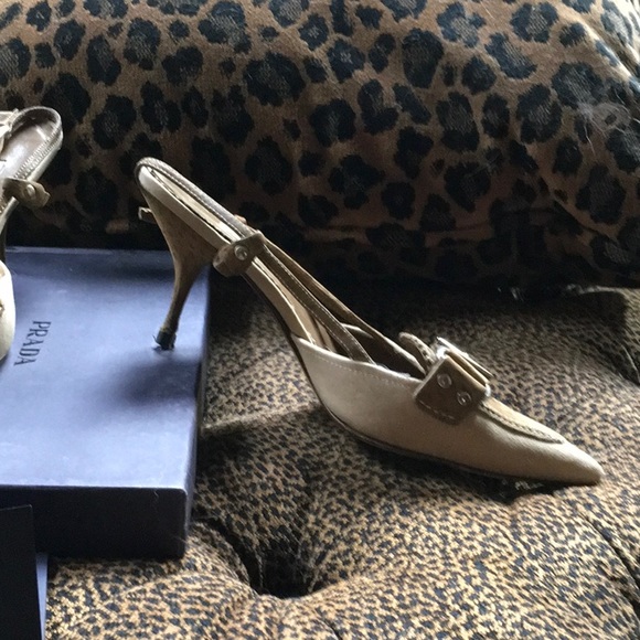 Prada canvas slngback heels - Picture 2 of 8